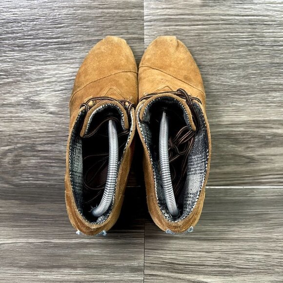 Toms Brown Suede Lace Up‎ Wedge Booties Women's Shoes Size 11 - Picture 6 of 9